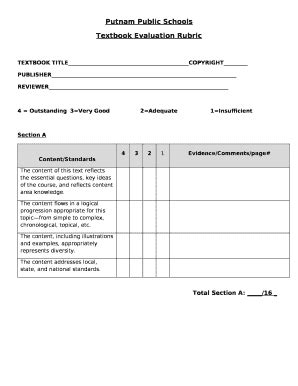 Textbook Evaluation Rubric Doc Template PdfFiller
