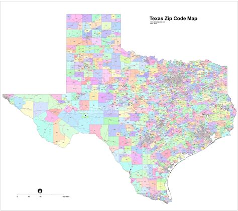 The Texas Zip Code Map Is Shown
