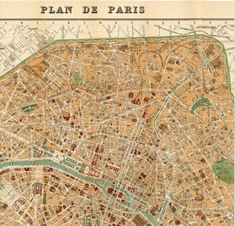 Old Map Of Paris 1889 France Vintage Paris Plan Vintage Maps And Prints