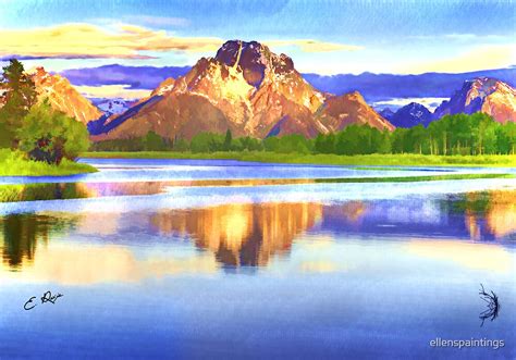 Mountain Landscape Watercolor By Ellenspaintings Redbubble