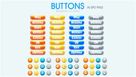 Game Buttons Glass Style Gamedev Market
