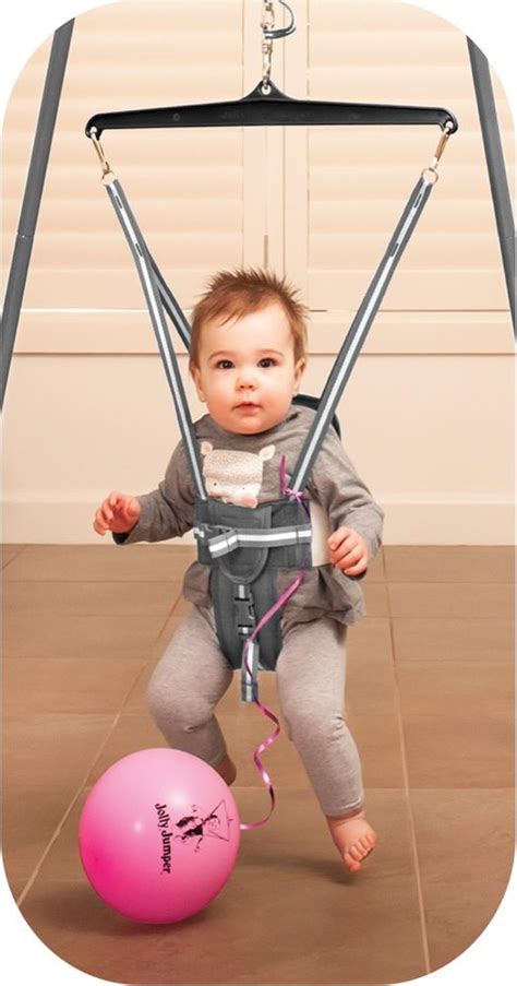 Jolly Jumper Bouncer Deluxe With Foot Rattles Grey Swings Baby