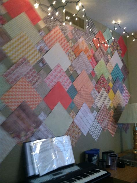 Scrapbook Paper On Walls To Add A Pop Of Color When You Cant Paint The