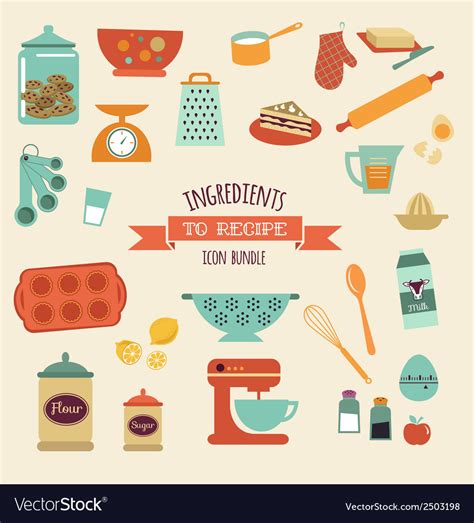 Recipe And Kitchen Design Icon Set Royalty Free Vector Image