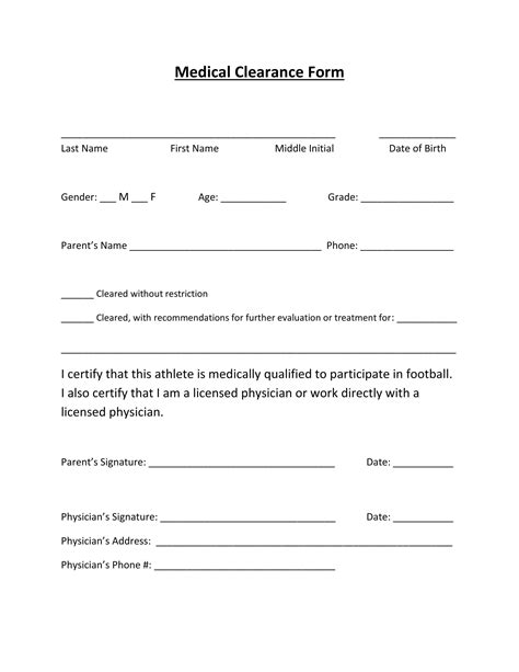 Printable Medical Clearance Form For Surgery Printable Templates