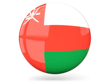 Glossy Round Icon Illustration Of Flag Of Oman