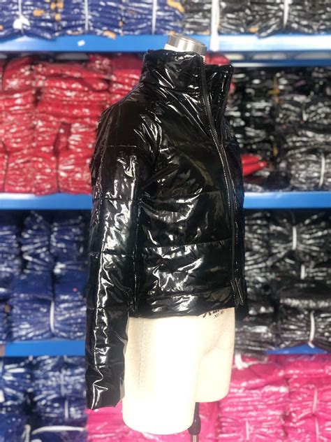 2020 fashion winter patent leather bubble coat women zipper waterproof cotton padded red puffer