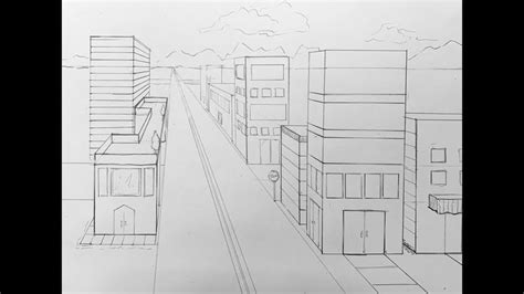 Cityscape In 1 Point Perspective In 2023 Point Perspective 1 Point