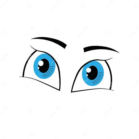 Blue Lovely Female Eyes With Eyebrows Vector Cartoon Illustration Of