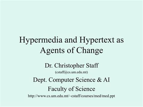 Ppt Hypermedia And Hypertext As Agents Of Change Powerpoint