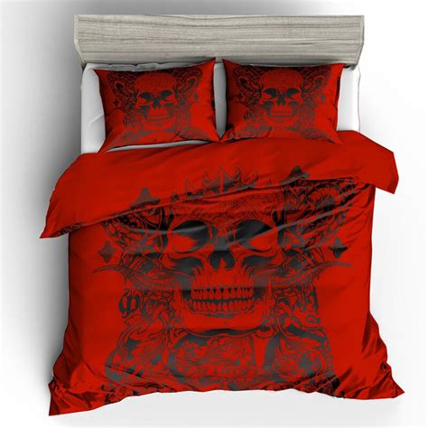 Fanaijia King Skulls Duvet Cover 3d Red Sugar Skull Bedding Set With Pillowcase Au Queen Bed