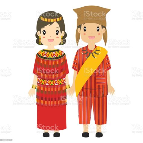 Toraja South Sulawesi Traditional Dress Vector Stock Illustration