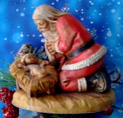 1984 Fontanini Depose Kneeling Santa Worshipping Christ Child Baby