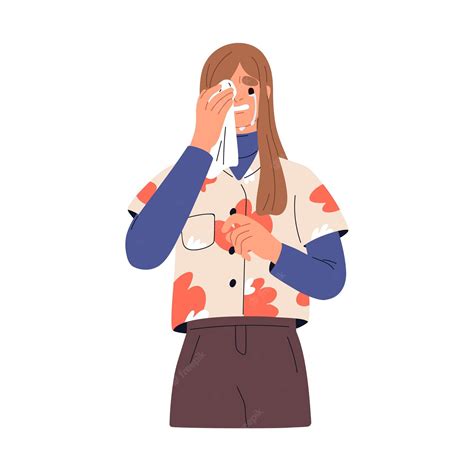 Premium Vector Crying Desperate Woman Wiping Tears With Handkerchief Upset Sad Person In