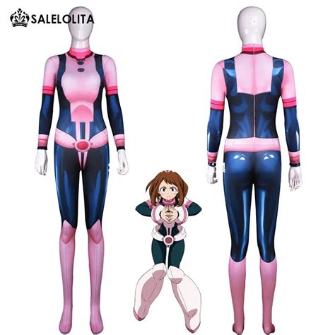Uraraka Sexy Battle Costume Pink Spandex Tight Female Cosplay Costume My Hero Academia Ochaco