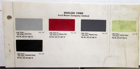 1962 Ford English Paint Chips Original