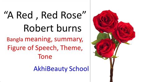 A Red Red Rose Robert Burns With Bangla Meaning Summary Figure Of