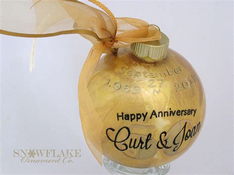 Happy Th Anniversary Personalized Glass Christmas Ornament Etsy