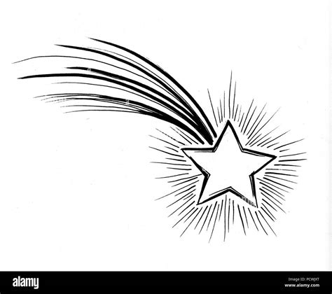 Shooting Star Ink Black And White Drawing Stock Photo Alamy