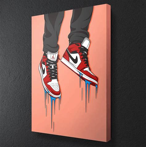 Nike Air Jordan 1 Chicago Red Drip Motivational Canvas Artwork Home