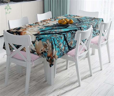Spring Branch With Flowers Patterned Rectangular Tablecloth Dining Room Table Cover Table