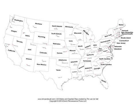 Printable states and capitals map