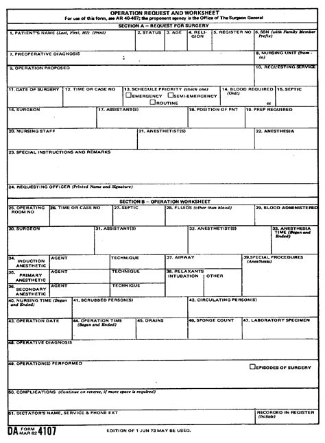 Figure 4 2 Da Form 4107 Operation Request And Worksheet Routine