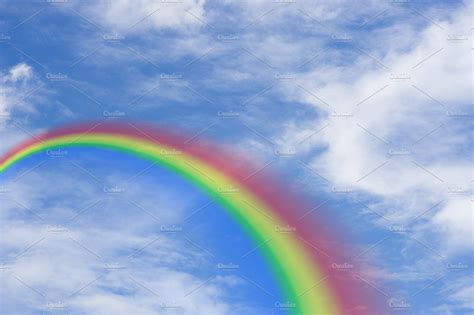 Blue Sky With Rainbow Containing Abstract Air And Background High