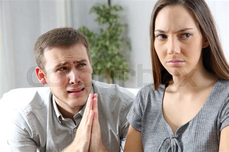 Husband Asking For Forgiveness To His Wife Stock Image Colourbox