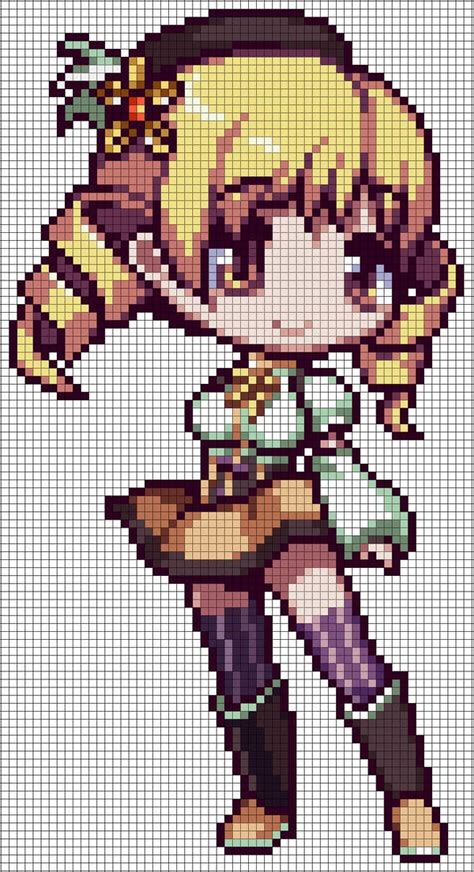 Pmmm Mami Tomoe Pattern By Maddogscreations Pixel Art Grid Anime