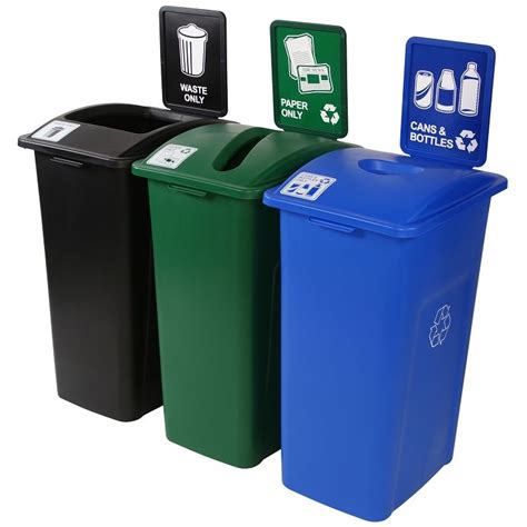 Simple Sort Xl 3 Stream Recycling And Garbage Cans 3 X 32 64 Gallon