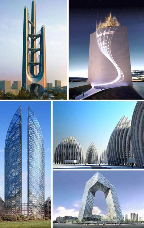 Four Different Architectural Designs Are Shown In This Collage