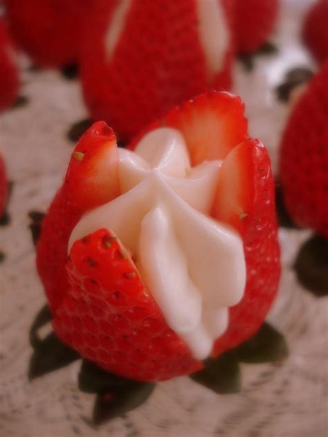 How To Cut Strawberries Fancy Apart The Strawberry Petals And Fill