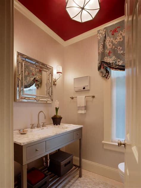 Powder room is a space where you start the day, therefore it should be able to make your mood. Elegant Powder Room With Red Ceiling | HGTV