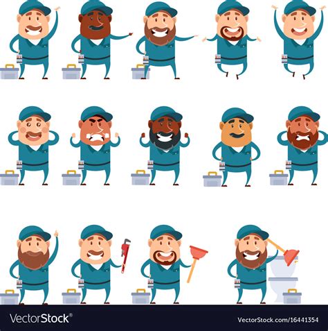 Set Of Flat Plumber Icons Royalty Free Vector Image