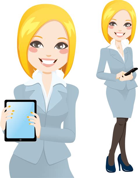 Cartoon Illustration Business Career Woman Vector Material Png