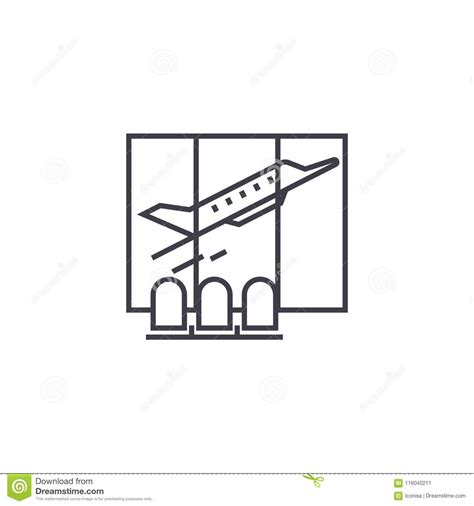 Airport Waiting Room Vector Line Icon Sign Illustration On Background