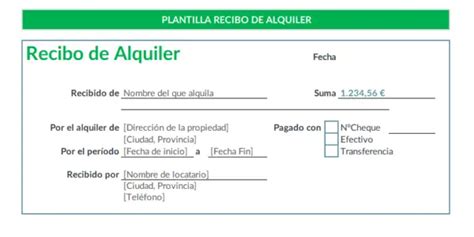 Plantilla Excel Recibo De Alquiler Gratis