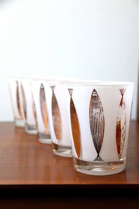 Mid Century Cocktail Low Ball Glasses Barware Fred Press White Etsy Lowball Glasses Paint