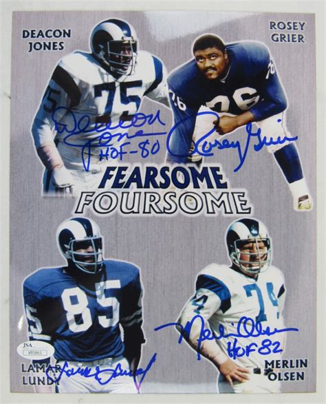 Rams Fearsome Foursome 8x10 Photo Signed By 4 With Deacon Jones