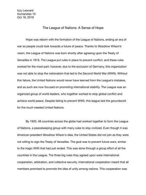 Open The League Of Nations Essay Pdf United Nations International Relations