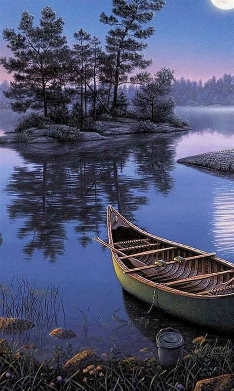 Moonlight Canoe Beautiful World Beautiful Places Row Boats