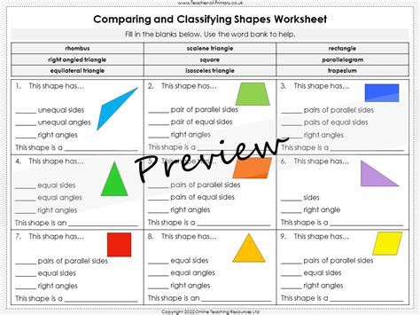 Comparing And Classifying Shapes Year 4 Teaching Resources