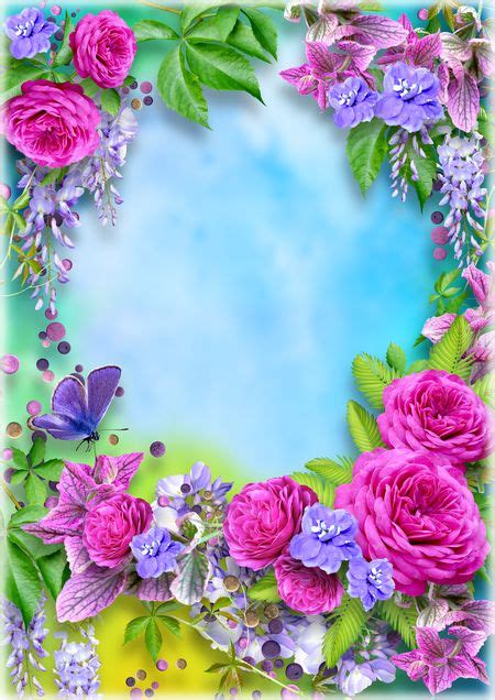 Rose Flower Photo Frame Download Watercolor Pink Rose Flower Floral