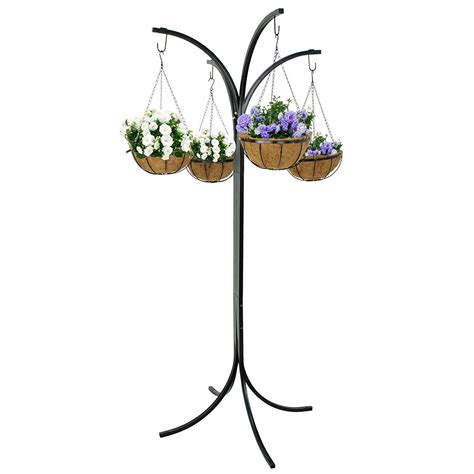 Zeny™ Yard Arm Tree W 4 Hanging Baskets Hanging Garden System Zeny