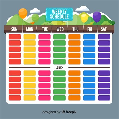 Free Vector Colorful Weekly Schedule Template With Flat Design