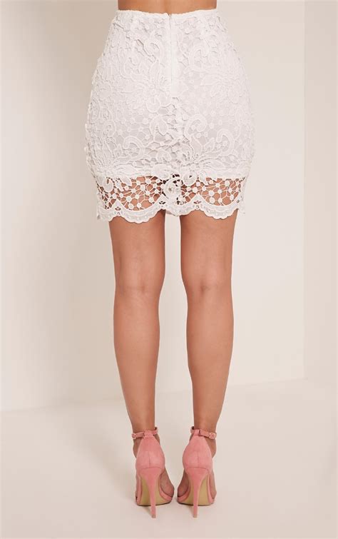 Millicent White Crochet Lace Mini Skirt Prettylittlething Usa