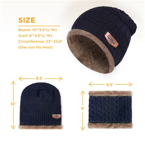 Ipow Winter Beanie Hat Scarf Set Warm Knit Hat Thick Knit Skull Cap For