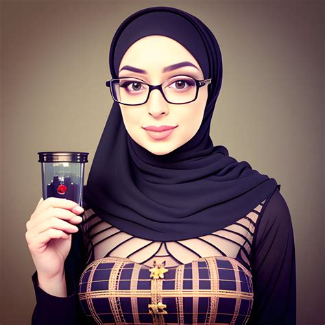 sexy hijab queen wearing nerdy glass arthub ai
