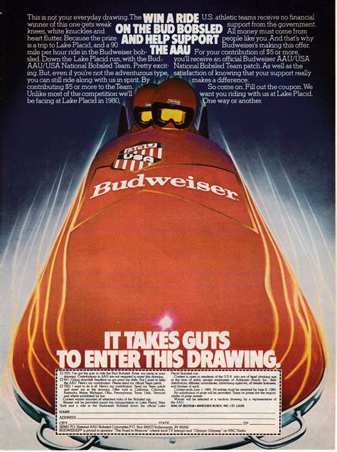 1980 Budweiser-AAU Team USA Lake Placid Bobsled Original | Etsy | Lake
